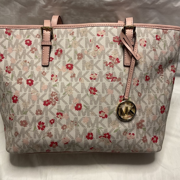 Michael kors Jet Set Charm Medium Floral Print Logo Tote Bag (NEW WITHOUT TAG) - Picture 2 of 6